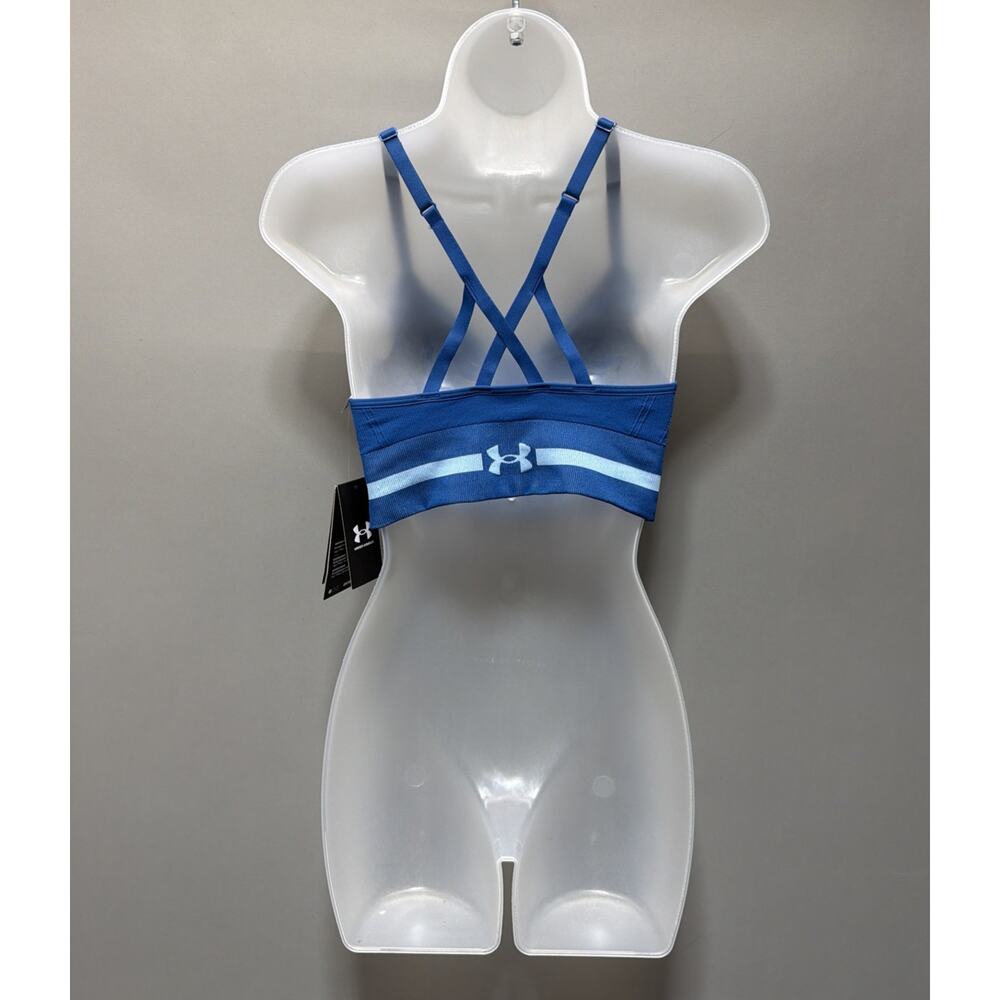 Under Armour Compression Women's Seamless Low Impact Long Sports Bra Blue NWT M - Picture 2 of 6